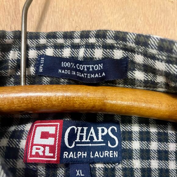 Chaps Ralph Lauren Men’s Plaid Flannel Size XL. Green White. Checked. - Picture 6 of 7